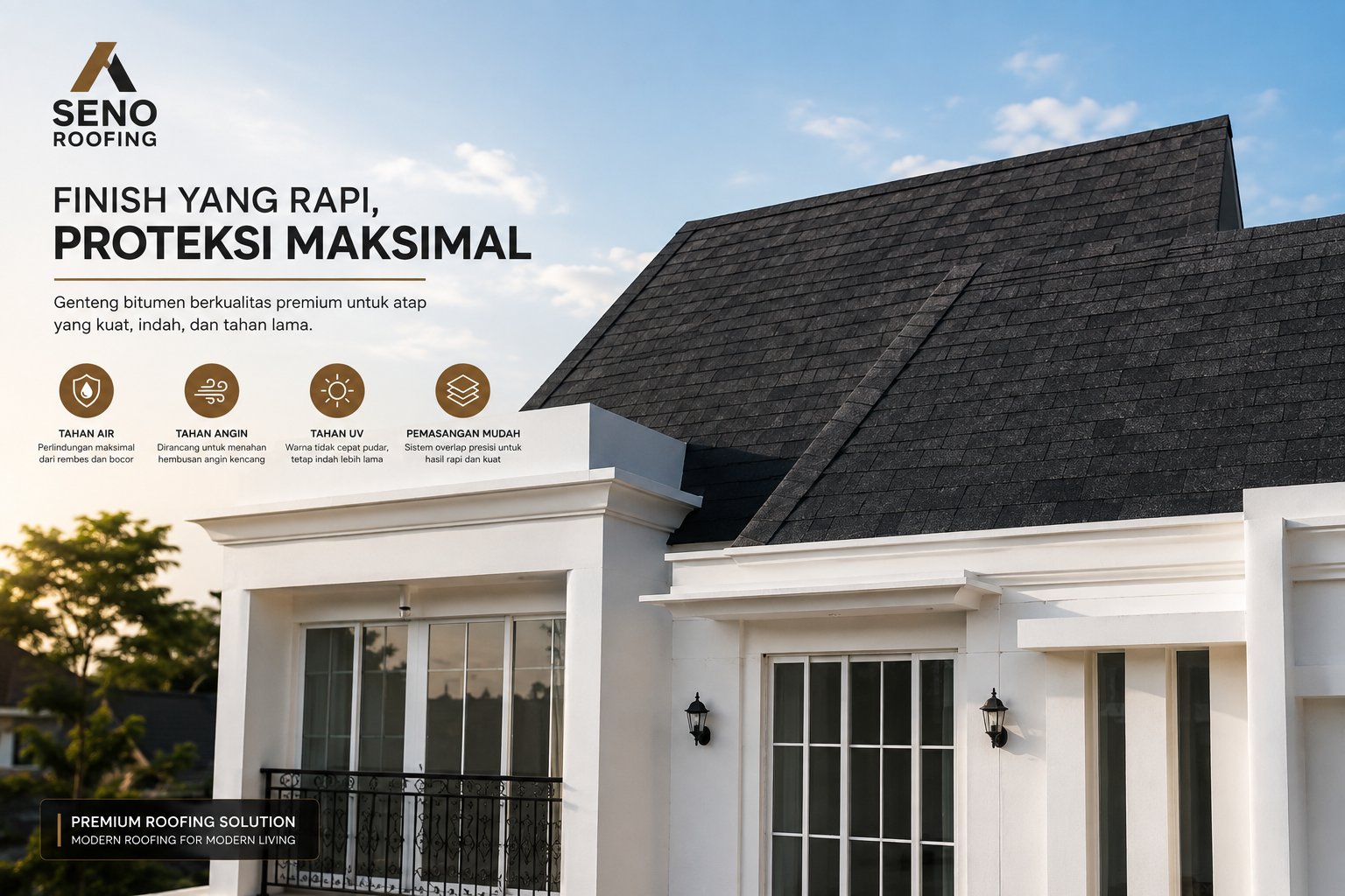 Hasil akhir genteng bitumen pada rumah